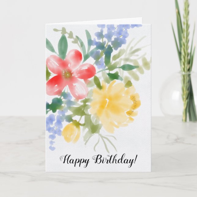 Watercolor Floral Birthday Card (Front)
