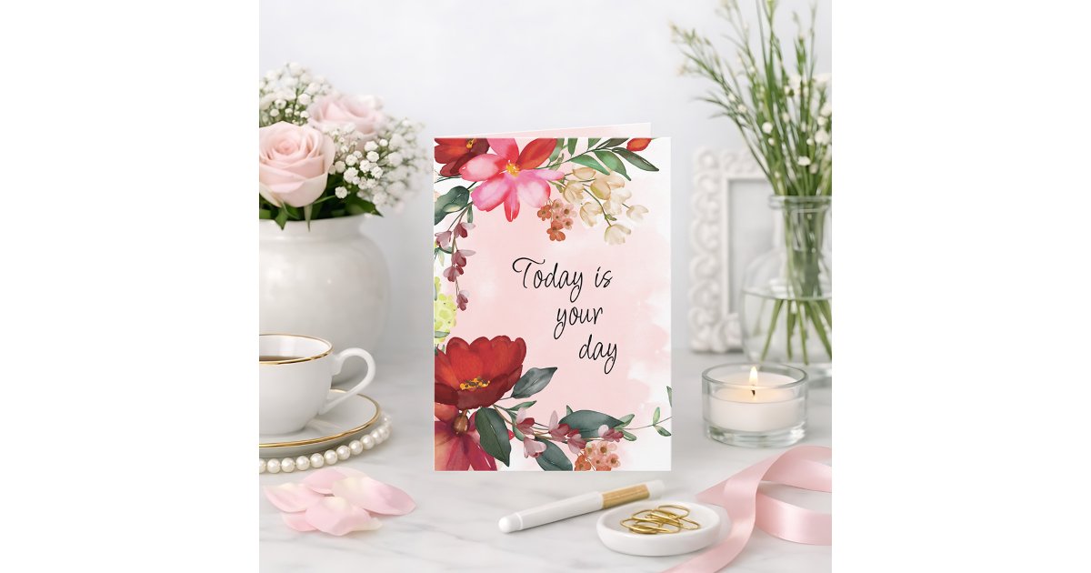 Watercolor Floral Birthday or Mother's Day Custom Card | Zazzle