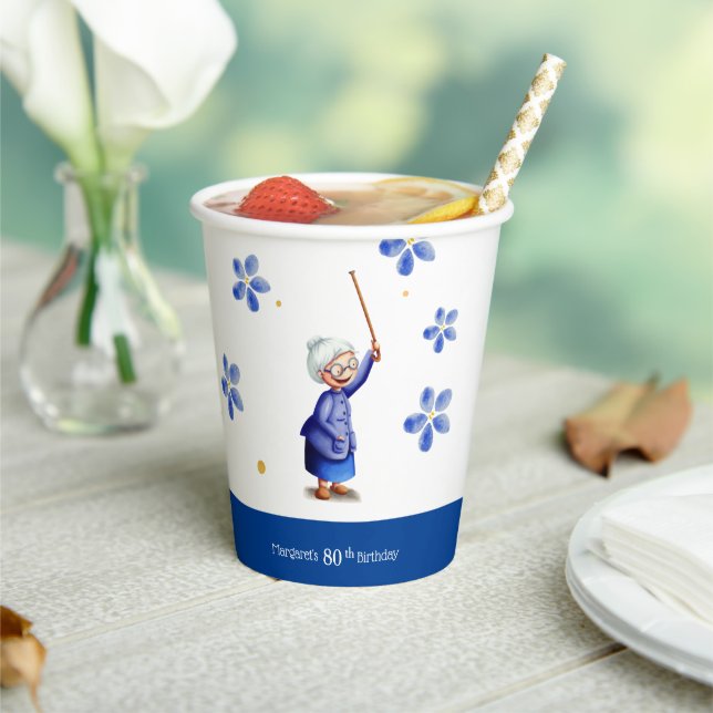 Watercolor Floral Birthday Paper Cups (Insitu)