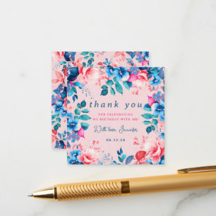 Watercolor Floral Birthday Thank You Insert Blush