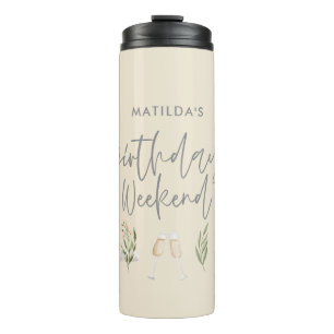 Watercolor floral birthday weekend  thermal tumbler