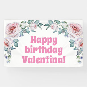 Watercolor Floral Birthday Welcome Banner