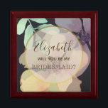 Watercolor Floral Black Bridesmaid Proposal Box<br><div class="desc">Chic,  elegant,  botanical chic black Bridesmaid proposal box with watercolor blush pink and purple flowers.</div>