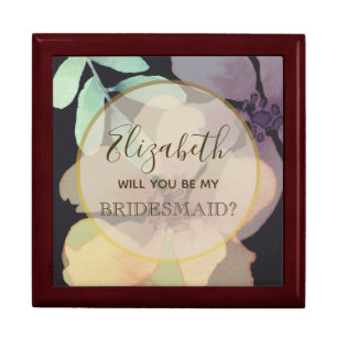 Watercolor Floral Black Bridesmaid Proposal Box