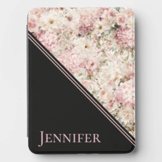 Watercolor Floral & Black Geometric Custom Name Kindle Cover