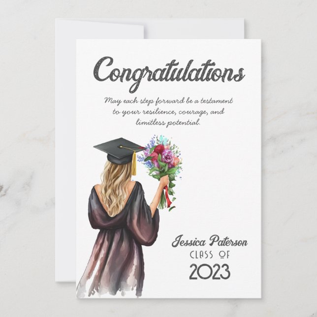 Watercolor Floral Blond Skin Girl Congratulations (Front)