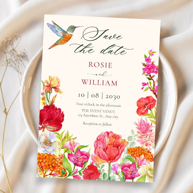 Watercolor floral bloom wedding save the date (Creator Uploaded)