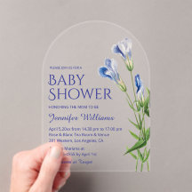 watercolor floral blue boy baby shower arch
