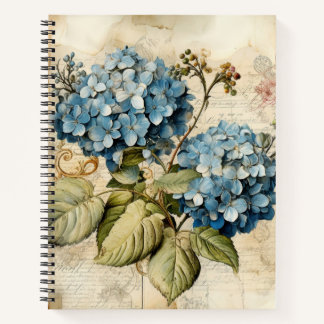 Watercolor Floral Blue Hydrangea Notebook