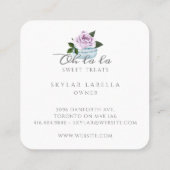 Watercolor Floral Blue Macaron Bakery & Sweets Square Business Card (Back)