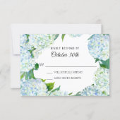 Watercolor Floral Blue White Hydrangea Rustic Wood Invitation (Front)