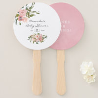 Watercolor floral Blush and Rose Gold Baby Shower Hand Fan