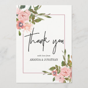 Watercolor floral Blush and Rose Gold Thank You