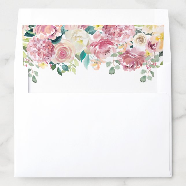 Watercolor Floral Blush Greenery Elegant Envelope Liner (In Envelope)