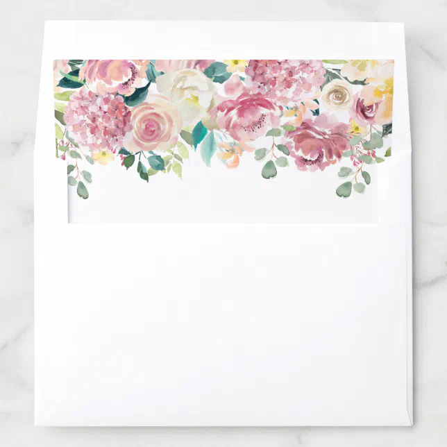 Watercolor Floral Blush Greenery Elegant Envelope Liner | Zazzle