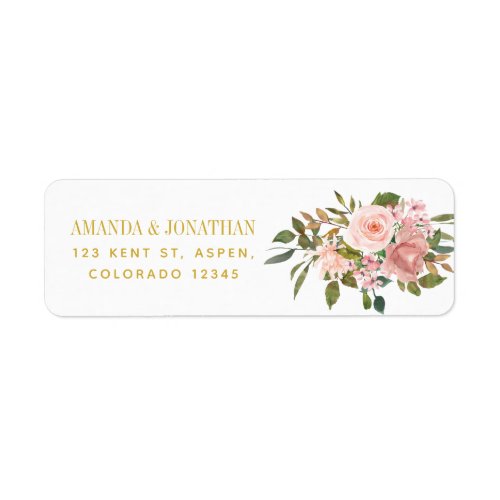 Watercolor floral Blush Pink and Gold Wedding Label