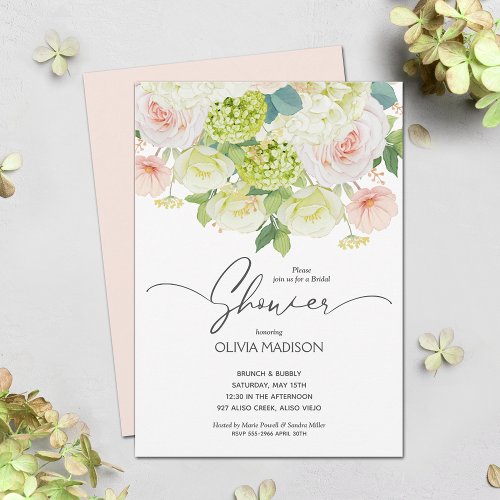 Watercolor Floral Blush Pink Bridal Shower Invitation