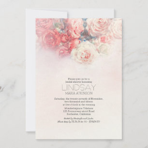 watercolor floral blush pink bridal shower invitation