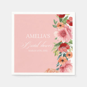 Watercolor floral blush pink bridal shower napkins