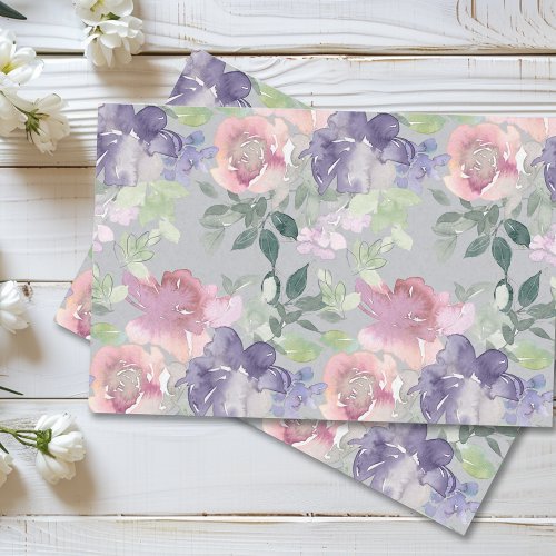Watercolor Floral Blush Pink Lavender Purple   Tissue Paper