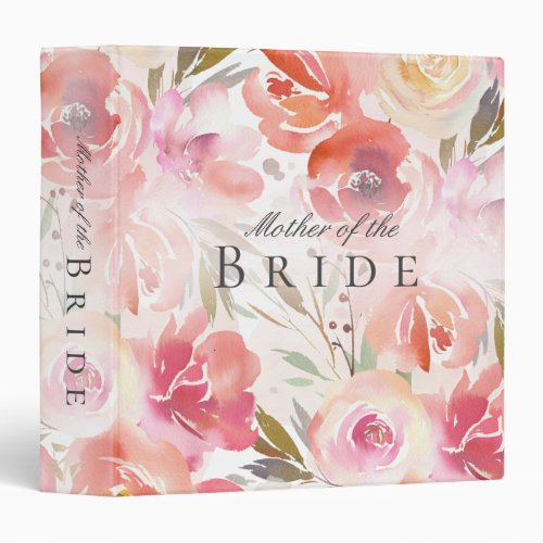 Watercolor Floral Blush Pink Mother of the Bride 3 Ring Binder