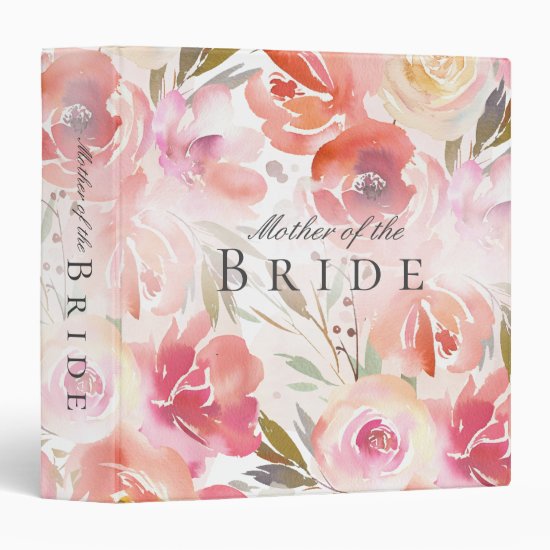 Watercolor Floral Blush Pink Mother of the Bride 3 Ring Binder
