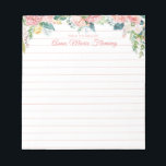 Watercolor Floral Blush Pink Rose Script Lined Notepad<br><div class="desc">Beautiful watercolor blush pink rose and white floral bouquets border a lined notepad personalized with FROM THE DESK OF and your name in an elegant calligraphy script font that can easily be changed to suit your style. Contact the designer via Zazzle Chat or makeitaboutyoustore@gmail.com if you'd like this design modified...</div>