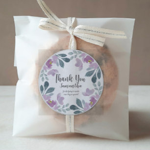 Watercolor floral Blush Pink Thank You Classic Round Sticker