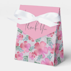 Watercolor Floral Blush Pink Thank you Wedding Favor Boxes