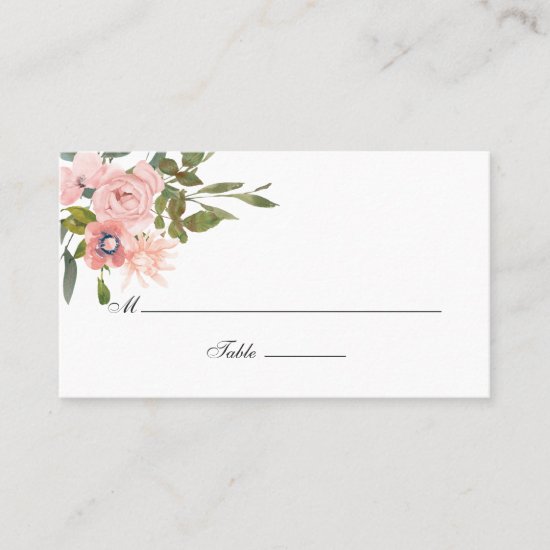Watercolor floral Blush Pink Wedding Place Card