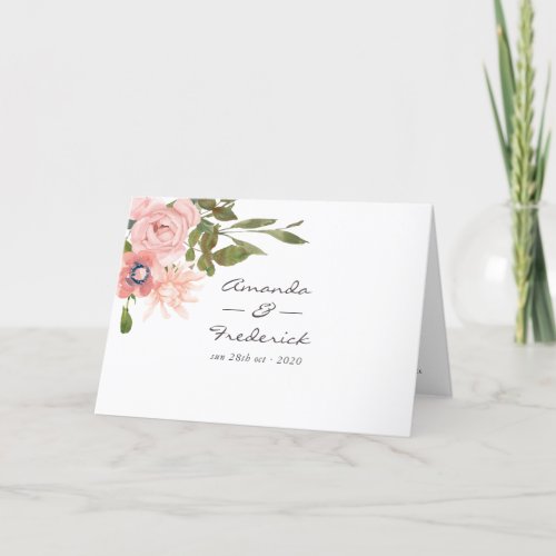 Watercolor floral Blush Pink Wedding Program