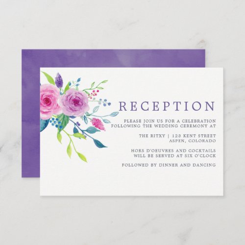 Watercolor Floral Blush Pink Wedding Reception Invitation