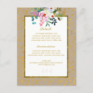 Watercolor Floral Blush Roses Boho Wedding Gold Announcement Postcard
