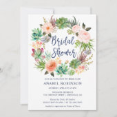 Watercolor Floral Bohemian Wreath Bridal Shower Invitation (Front)
