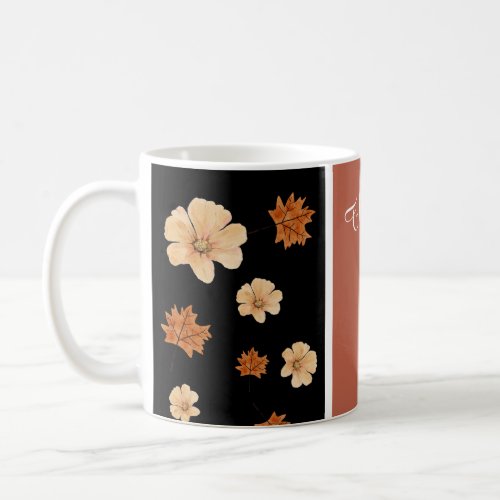 watercolor floral boho burnt orange wedding coffee mug