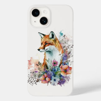 Watercolor Floral Boho Chic Aesthetic Fox Artwork Case-Mate iPhone 14 Case
