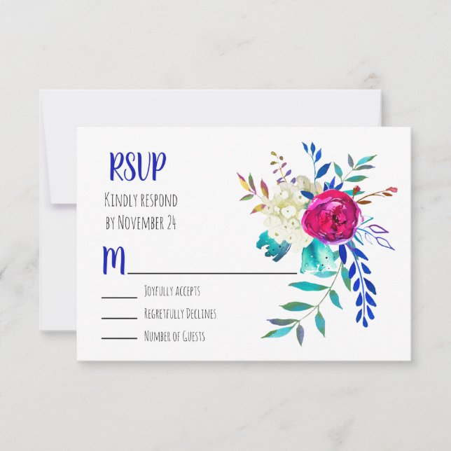 Watercolor Floral Boho Chic RSVP (Front)