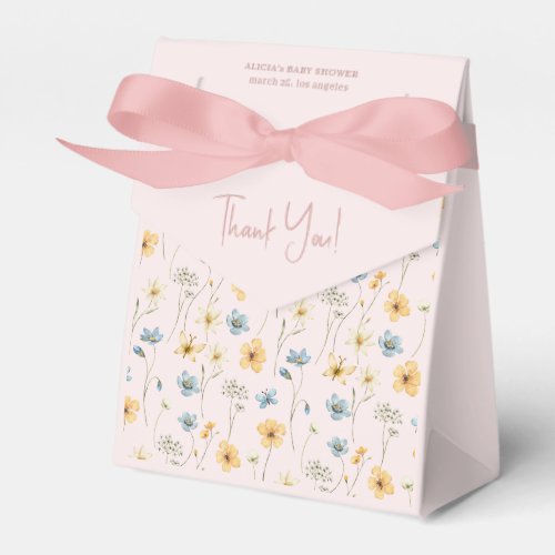 Watercolor floral boho girl baby shower thank you favor boxes