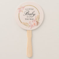 Watercolor Floral Boho Pink Baby Shower Hand Fan