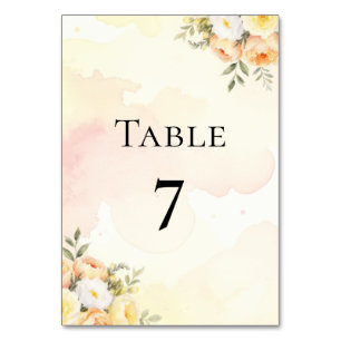 Watercolor Floral Boho Roses Double-Sided Wedding Table Number