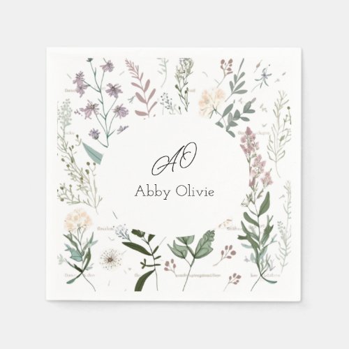 Watercolor floral boho simple napkins