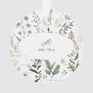 Watercolor floral boho simple ornament