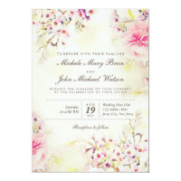 Watercolor Floral Boho Vintage Wedding Invitation