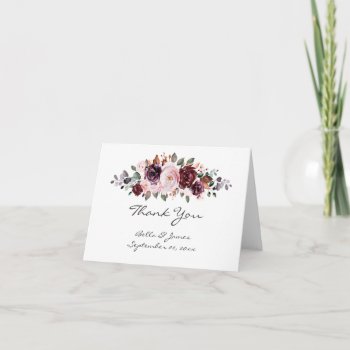 Watercolor Floral Boho Wedding Thank You Notecards by FancyMeWedding at Zazzle