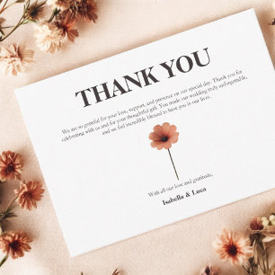Watercolor Floral Bold Peach & Orange Design Thank You Card
