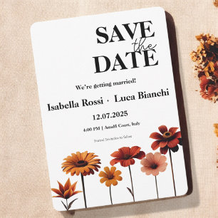 Watercolor Floral Bold Red & Orange Sunset Colors Invitation