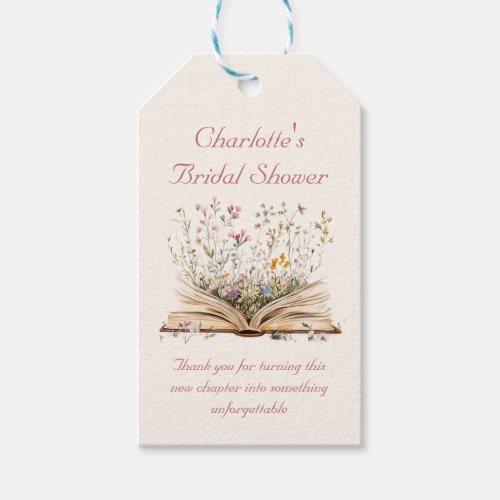 Watercolor Floral Book Bridal Shower Thank You Gift Tags