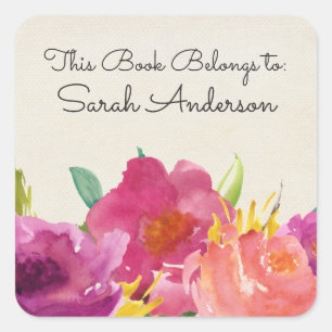 Watercolor Floral Book Plate This Book Belongs To
