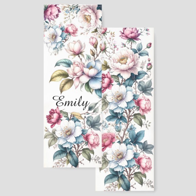 Watercolor Floral Bookmark  (Front & Back)