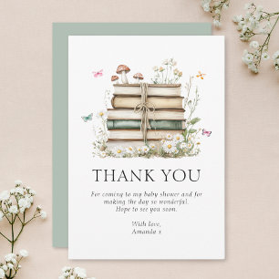 Watercolor Floral Books Baby Shower Thank You Card